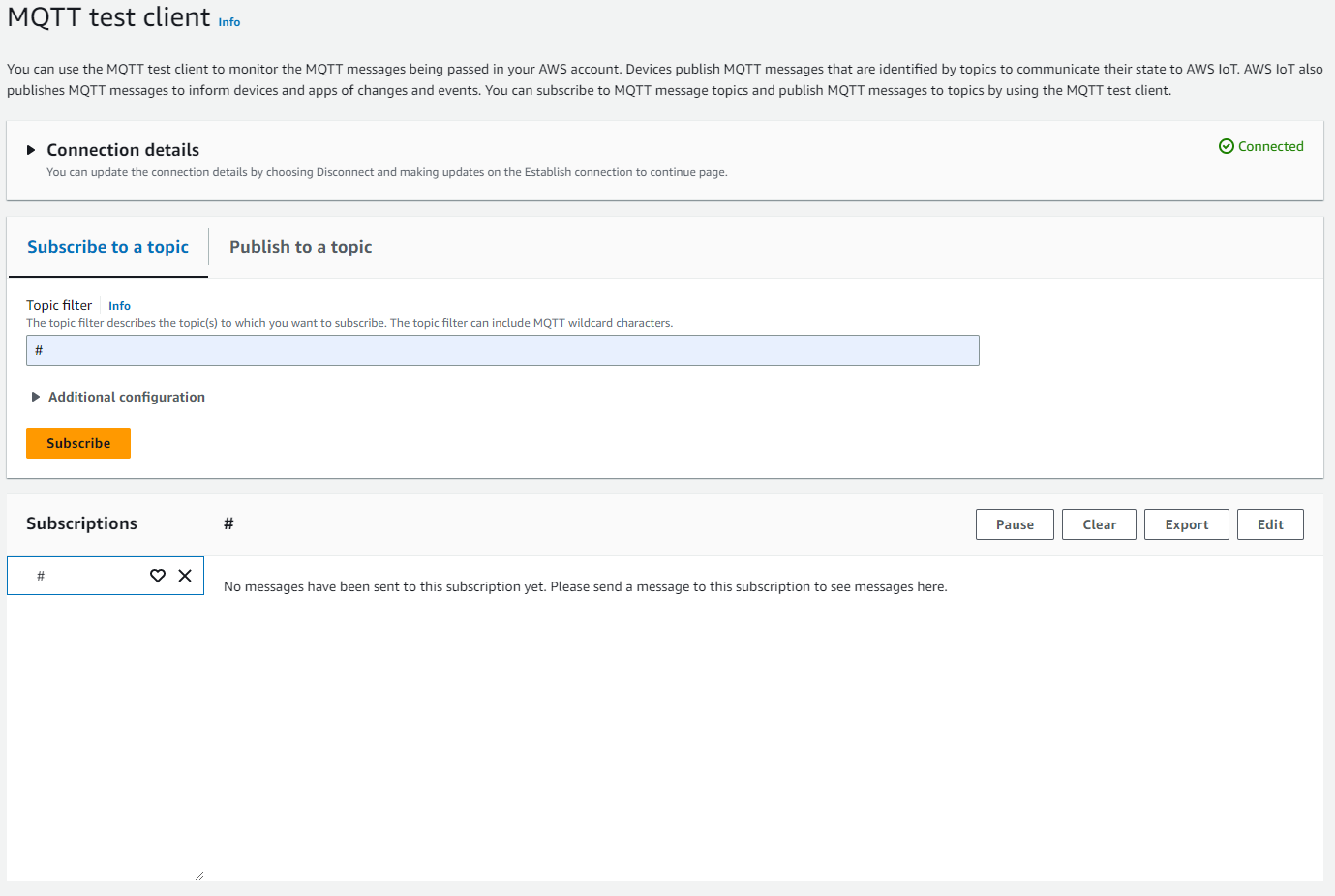 AWS MQTT test client